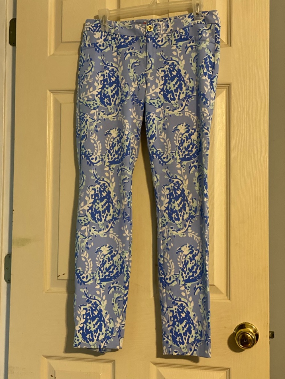 PRICE DROP Lilly Pulitzer Blue Knit Stretch Kelly Turtle Straight Ankle pants, 8